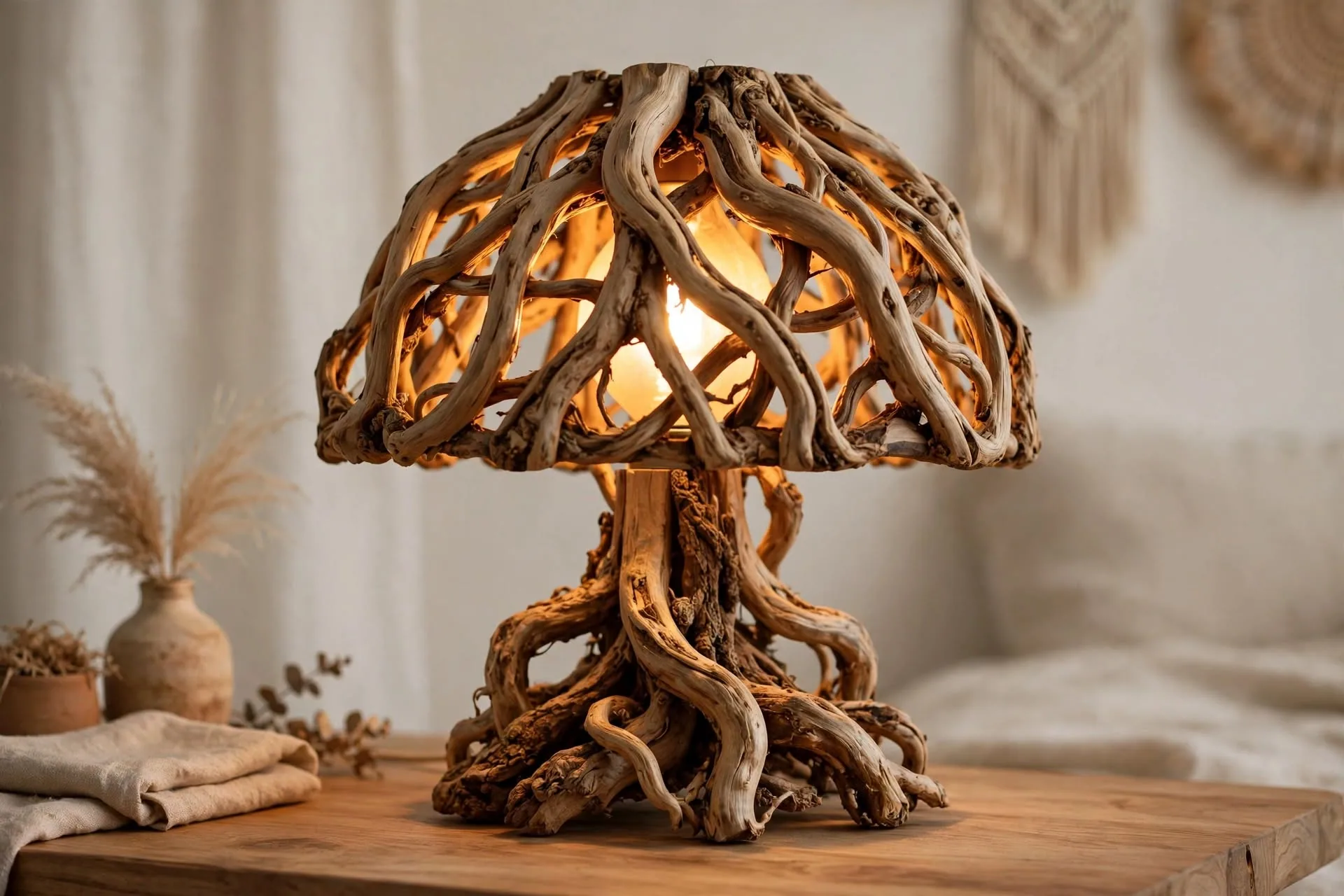 Lampu Tidur dari Bahan Baku Akar - produk UMKM lokal